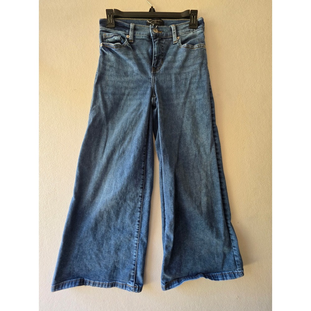 Banana Republic Wide Leg Jeans Petite 24/00 Blue Stretch High Rise Womens Denim